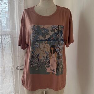 Anthropologie Graphic Floral T-Shirt in Brown